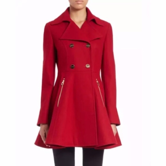 Laundry By Shelli Segal Jackets & Blazers - Laundry by Shelli Segal Red Wool Peplum Coat Large